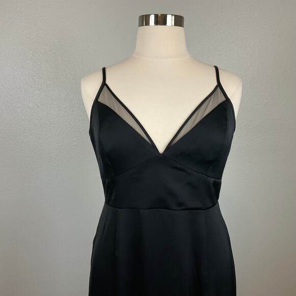 Black Backless Evening Gown Size 16 Sleeveless V-Neck A-Line Formal by AQUA - Picture 7 of 12